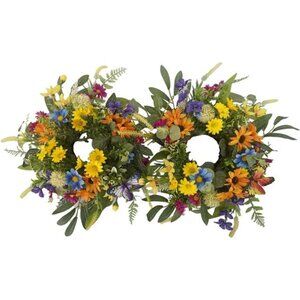 Spring Summer Floral Candle Rings Wreaths Table Centerpiece Daisy Sunflower Deco